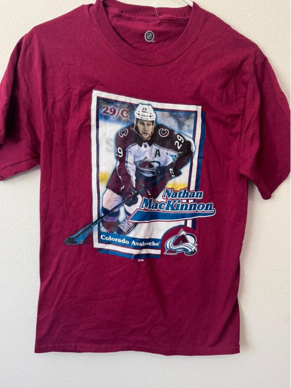 Nathan MacKinnon Colorado Avalanche NHL Graphic T-Shirt BurgundyHockey Tee